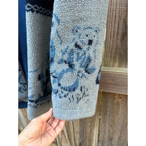 Vintage Polar Bear Fleece Jacket / Nordic Fair Isle Zip-Up - Picture 9 of 9